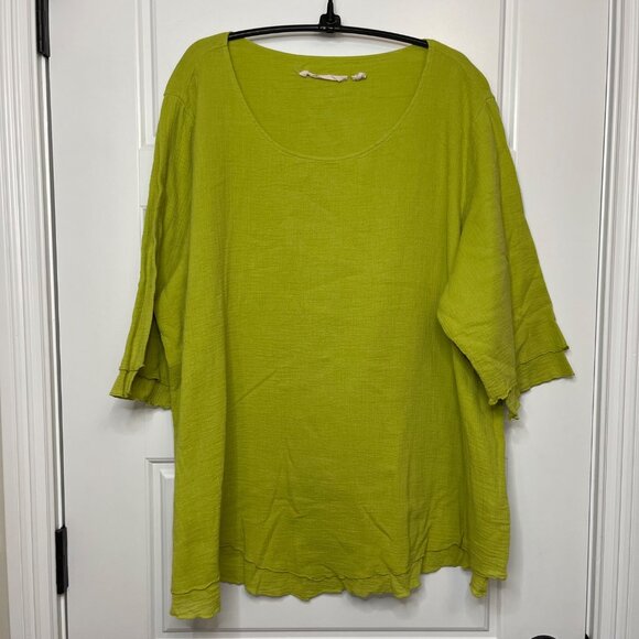 Soft Surroundings Siesta Key Tunic Top Women's Plus Size 1X Lime‎ 100% Cotton - Picture 2 of 11